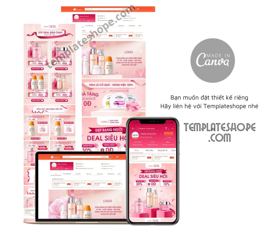 Shopee Sticker Template.pdf Shopee/Lazada template trang trí shop ngành sắc đẹp, sức khỏe ...